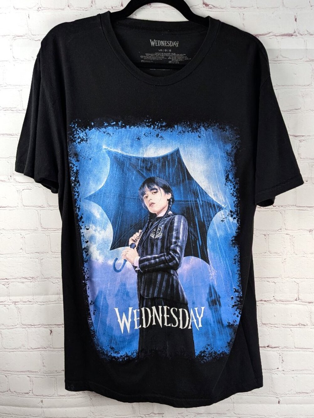 Wednesday Addams Umbrella Portrait Graphic Tee L